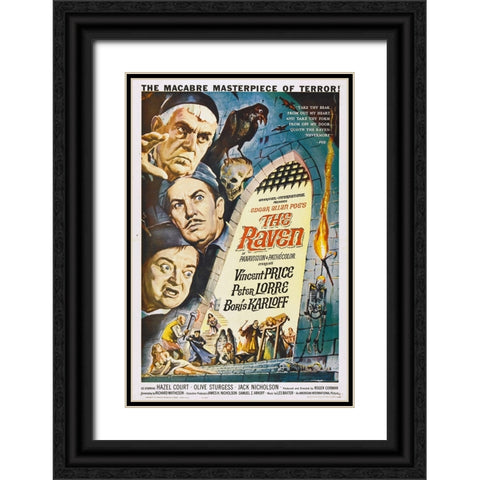 Raven Black Ornate Wood Framed Art Print with Double Matting by Vintage Hollywood Archive