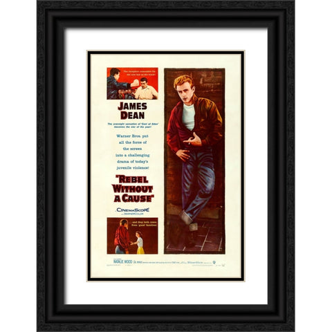Rebel without a Cause-1955 Black Ornate Wood Framed Art Print with Double Matting by Vintage Hollywood Archive