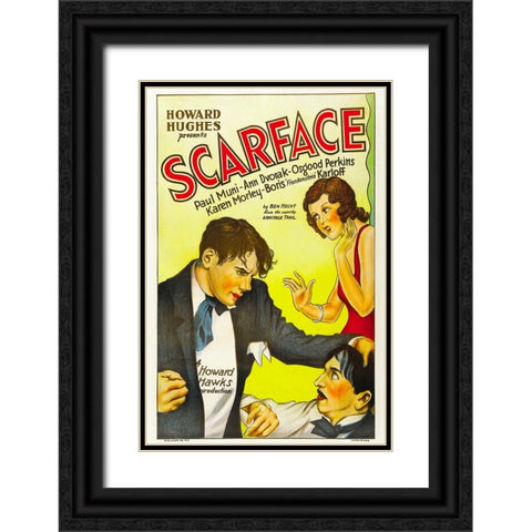 Scarface-1932 Black Ornate Wood Framed Art Print with Double Matting by Vintage Hollywood Archive