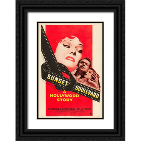 Sunset Boulevard-1950 Black Ornate Wood Framed Art Print with Double Matting by Vintage Hollywood Archive