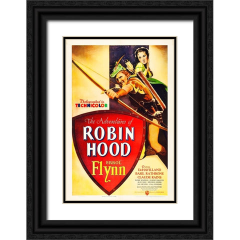 The Adventures of Robin Hood-1938 Black Ornate Wood Framed Art Print with Double Matting by Vintage Hollywood Archive