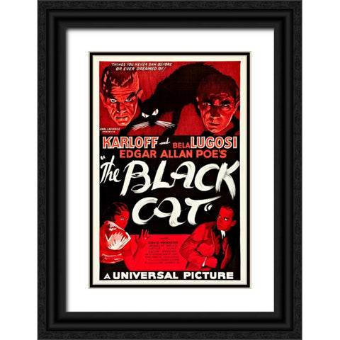 The Black Cat-1934 Black Ornate Wood Framed Art Print with Double Matting by Vintage Hollywood Archive