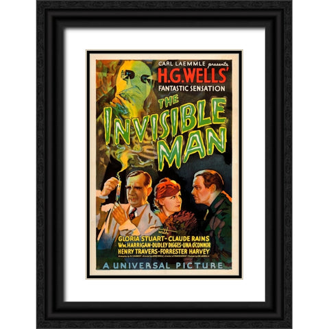 The Invisible Man-1933 Black Ornate Wood Framed Art Print with Double Matting by Vintage Hollywood Archive