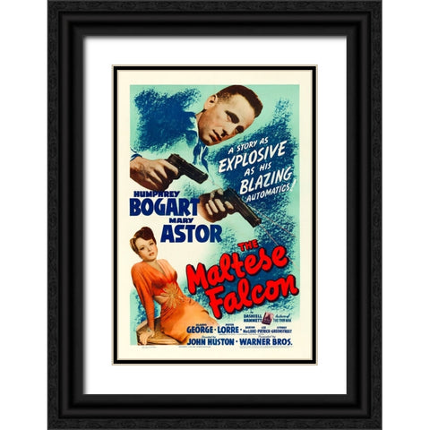 The Maltese Falcon-1941 Black Ornate Wood Framed Art Print with Double Matting by Vintage Hollywood Archive