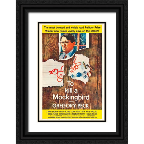 To Kill a Mockingbird-1963 Black Ornate Wood Framed Art Print with Double Matting by Vintage Hollywood Archive