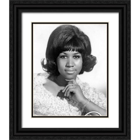 Aretha Franklin-1968 Black Ornate Wood Framed Art Print with Double Matting by Vintage Music Archive