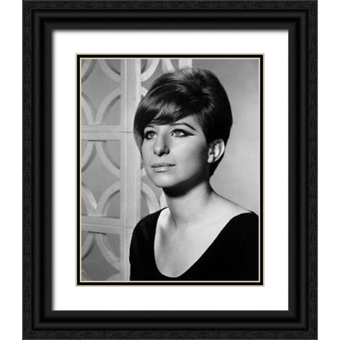 Barbra Streisand-1965 Black Ornate Wood Framed Art Print with Double Matting by Vintage Music Archive
