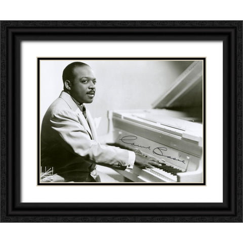 Count Basie-1955 Black Ornate Wood Framed Art Print with Double Matting by Vintage Music Archive