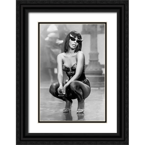 Donna Summer-1980 Black Ornate Wood Framed Art Print with Double Matting by Vintage Music Archive