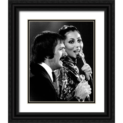 Sonny and Cher Show-1976 Black Ornate Wood Framed Art Print with Double Matting by Vintage Music Archive