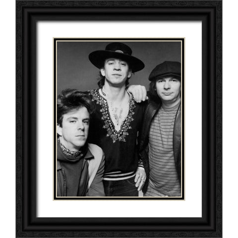 Stevie Ray Vaughn and Double Trouble-1983 Black Ornate Wood Framed Art Print with Double Matting by Vintage Music Archive