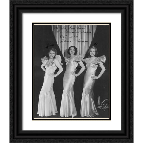 Three X Sisters Black Ornate Wood Framed Art Print with Double Matting by Vintage Music Archive