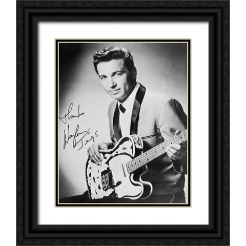 Waylon Jennings Black Ornate Wood Framed Art Print with Double Matting by Vintage Music Archive