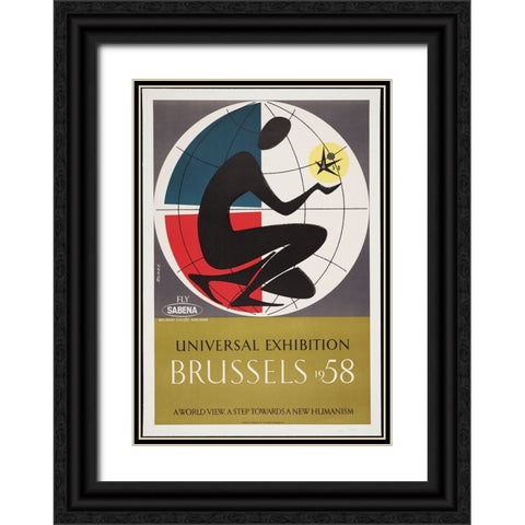 Brussels-1958 Black Ornate Wood Framed Art Print with Double Matting by Worlds Fair Posters