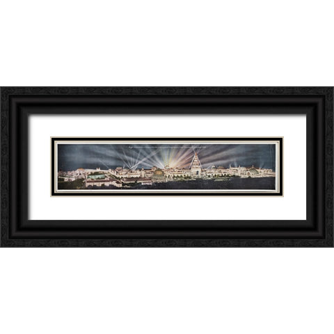 San Francisco-1915-Panorama City at Night 2 Black Ornate Wood Framed Art Print with Double Matting by Worlds Fair Posters
