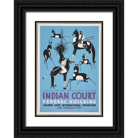 San Francisco-1939-Antelope Hunt Navaho-New Mexico Black Ornate Wood Framed Art Print with Double Matting by Worlds Fair Posters