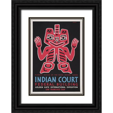San Francisco-1939-Haida Indians-Alaska Black Ornate Wood Framed Art Print with Double Matting by Worlds Fair Posters