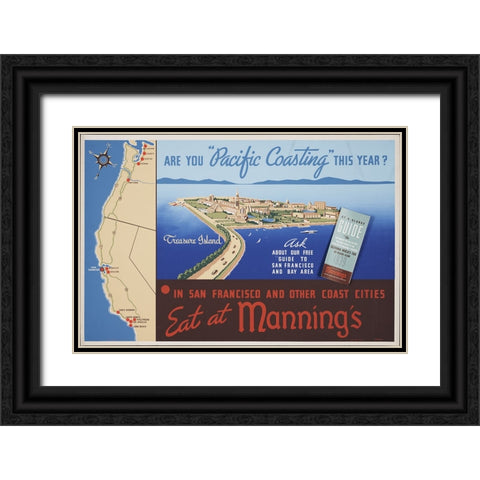 San Francisco-1939-Pacific Coasting Black Ornate Wood Framed Art Print with Double Matting by Worlds Fair Posters