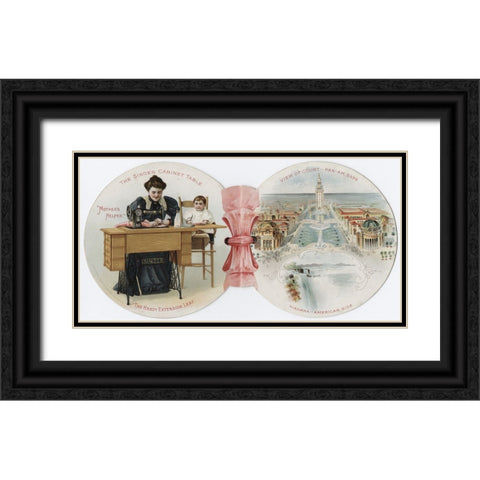 Singer ad 3 Black Ornate Wood Framed Art Print with Double Matting by Worlds Fair Posters
