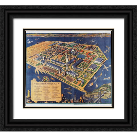 Treasure Island SF Black Ornate Wood Framed Art Print with Double Matting by Worlds Fair Posters