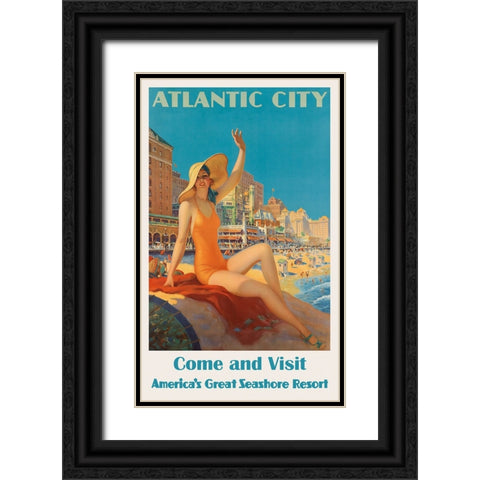 New Jersey Travel Poster Black Ornate Wood Framed Art Print with Double Matting by Vintage Travel Posters