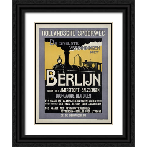 Train Travel Vintage Poster Black Ornate Wood Framed Art Print with Double Matting by Vintage Travel Posters