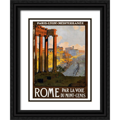 Travel Poster Rome Black Ornate Wood Framed Art Print with Double Matting by Vintage Travel Posters
