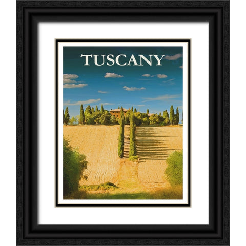 Tuscany Italy Poster Black Ornate Wood Framed Art Print with Double Matting by Vintage Travel Posters