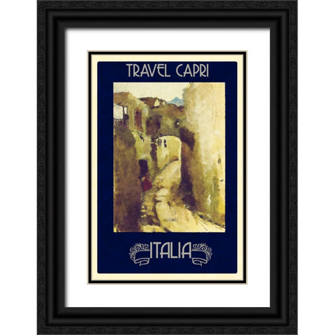 Vintage Capri Poster Black Ornate Wood Framed Art Print with Double Matting by Vintage Travel Posters