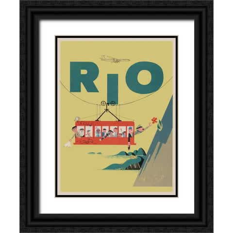 Rio Brazil Vintage Travel Poster Black Ornate Wood Framed Art Print with Double Matting by Vintage Travel Posters
