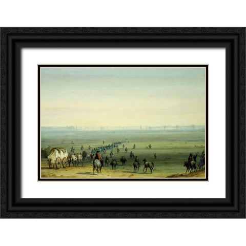 Prairie Scene, Mirage Black Ornate Wood Framed Art Print with Double Matting by Miller, Alfred Jacob