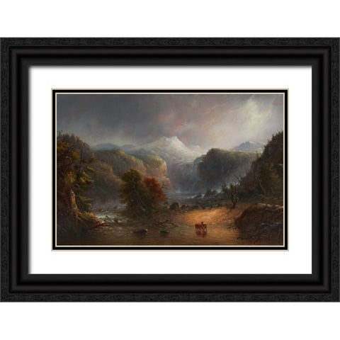 Where the Clouds Love to Rest Black Ornate Wood Framed Art Print with Double Matting by Miller, Alfred Jacob
