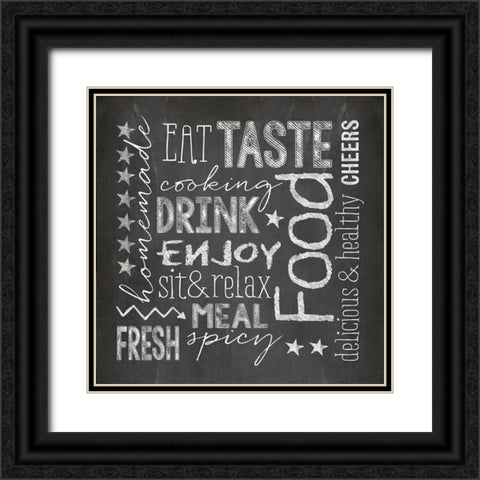 Chalkboard Kitchen Joy Black Ornate Wood Framed Art Print with Double Matting by Haase, Andrea