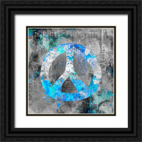 Blue Peace Black Ornate Wood Framed Art Print with Double Matting by Haase, Andrea