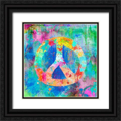 Peace Street Art Black Ornate Wood Framed Art Print with Double Matting by Haase, Andrea