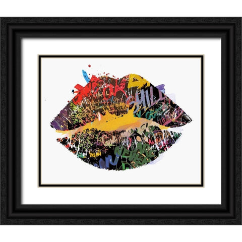 Gibberish Black Ornate Wood Framed Art Print with Double Matting by Smith, Karen