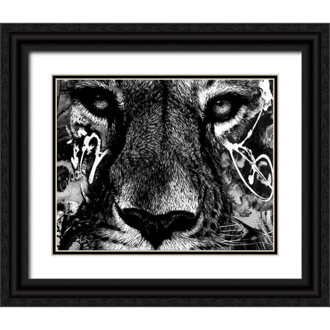 Feline Black Ornate Wood Framed Art Print with Double Matting by Smith, Karen