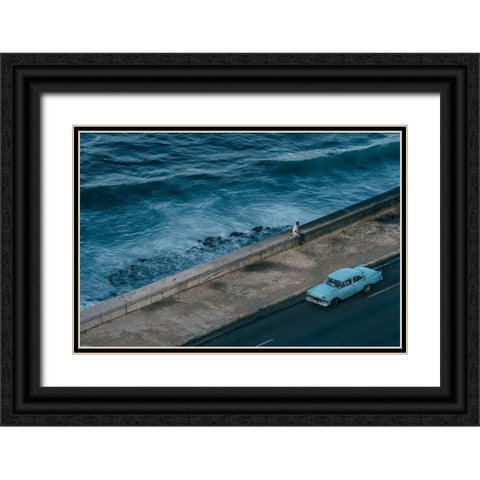 Malecon Beach Black Ornate Wood Framed Art Print with Double Matting by Al-Nasser, Nasser