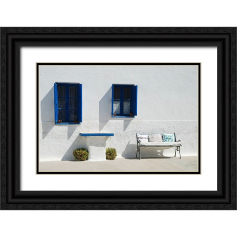 Santorini Black Ornate Wood Framed Art Print with Double Matting by Nielsen, Ole
