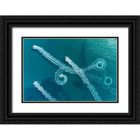 Lines and circles Black Ornate Wood Framed Art Print with Double Matting by Meirovich, Ido