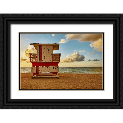 Miami Beach Black Ornate Wood Framed Art Print with Double Matting by Zeise, Wilfried