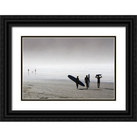 Surfing Time in a Foggy Day Black Ornate Wood Framed Art Print with Double Matting by Erkmen, Ugur