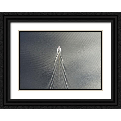 Usain Boat Black Ornate Wood Framed Art Print with Double Matting by Cederberg, Marcus