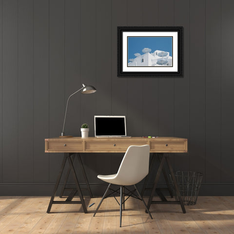 Blue and white Black Ornate Wood Framed Art Print with Double Matting by Wride, Linda