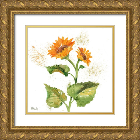 Arianna Sunflowers II - White Gold Ornate Wood Framed Art Print with Double Matting by Brent, Paul