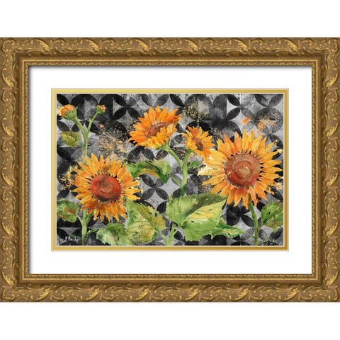 Arianna Sunflowers Horizontal - Moroccan Gold Ornate Wood Framed Art Print with Double Matting by Brent, Paul