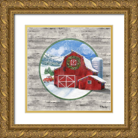 Holiday Homeland Barns II Gold Ornate Wood Framed Art Print with Double Matting by Brent, Paul