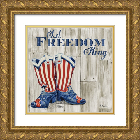 Patriotic Boots I Gold Ornate Wood Framed Art Print with Double Matting by Brent, Paul