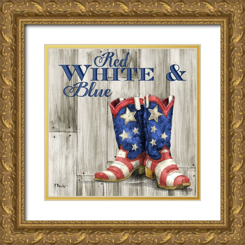 Patriotic Boots II Gold Ornate Wood Framed Art Print with Double Matting by Brent, Paul