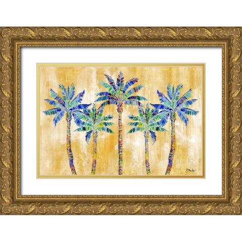 Tahiti Palm Horizontal - Golden Gold Ornate Wood Framed Art Print with Double Matting by Brent, Paul